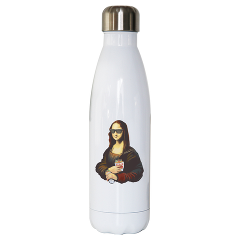 Mona Lisa kebab food painting water bottle stainless steel reusable White