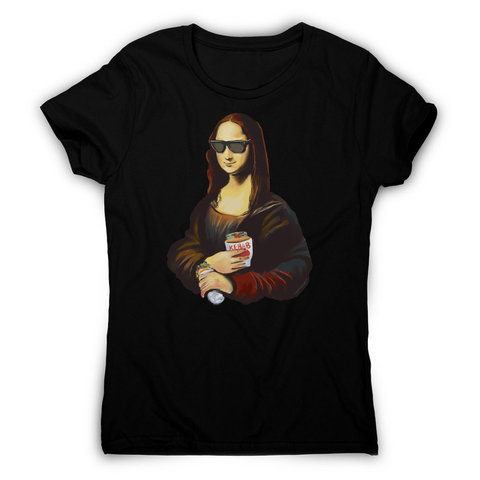 Mona Lisa kebab food painting women's t-shirt Black