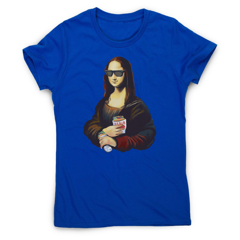 Mona Lisa kebab food painting women's t-shirt Blue