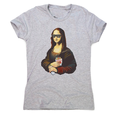 Mona Lisa kebab food painting women's t-shirt Grey