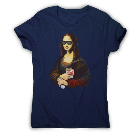 Mona Lisa kebab food painting women's t-shirt Navy