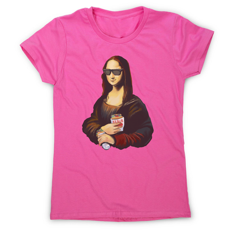 Mona Lisa kebab food painting women's t-shirt Pink