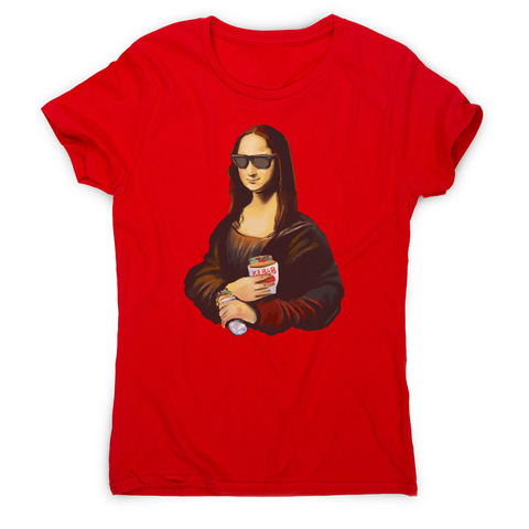 Mona Lisa kebab food painting women's t-shirt Red