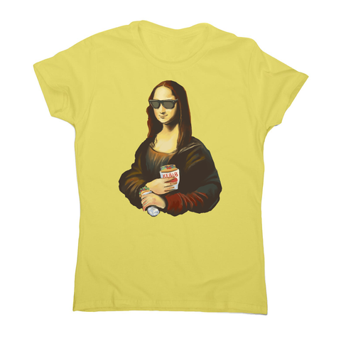 Mona Lisa kebab food painting women's t-shirt Yellow