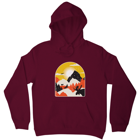 Mountains nature landscape hoodie Burgundy