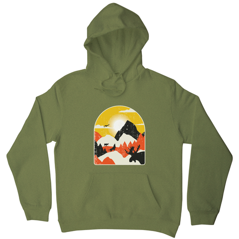 Mountains nature landscape hoodie Olive Green