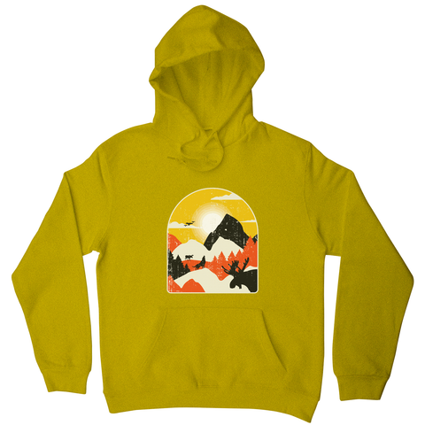 Mountains nature landscape hoodie Yellow