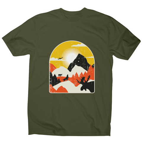 Mountains nature landscape men's t-shirt Military Green