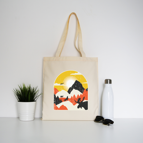 Mountains nature landscape tote bag canvas shopping Natural