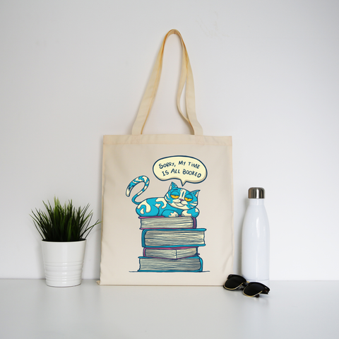 My time is booked tote bag canvas shopping Natural