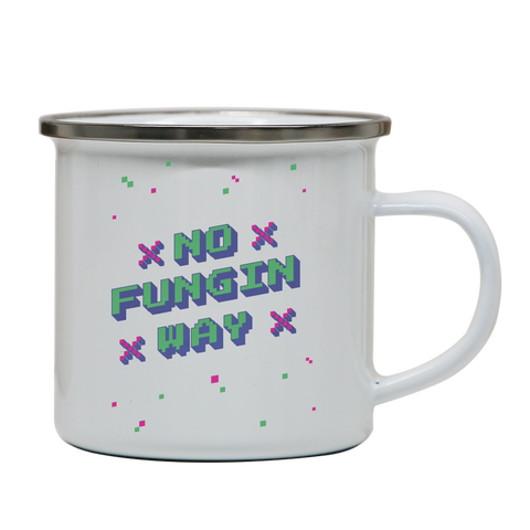 NFT funny quote pixel art enamel camping mug White