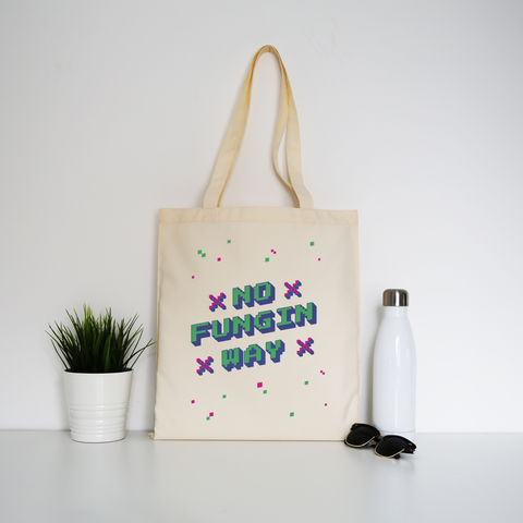 NFT funny quote pixel art tote bag canvas shopping Natural