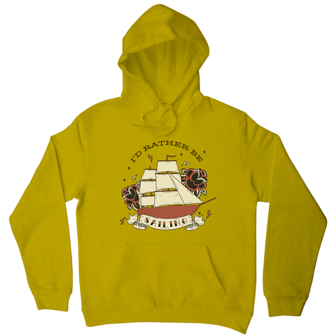 Nautical ship sailing ocean hoodie Yellow