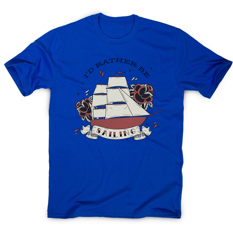 Nautical ship sailing ocean men's t-shirt Blue