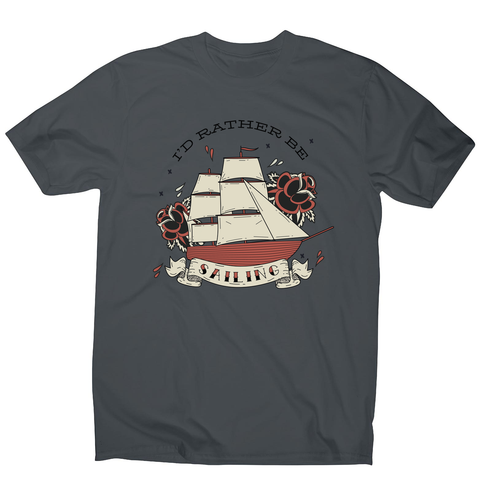 Nautical ship sailing ocean men's t-shirt Charcoal