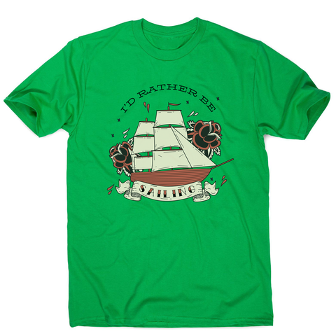 Nautical ship sailing ocean men's t-shirt Green