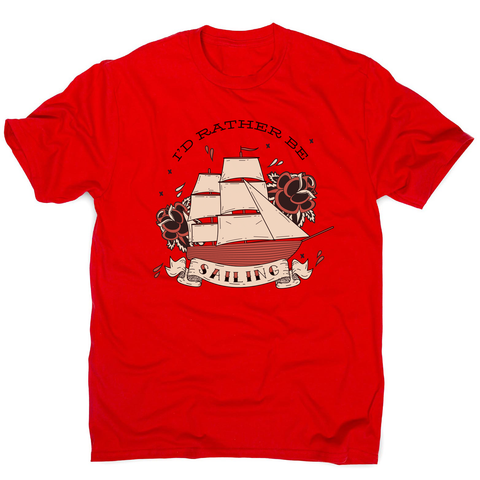 Nautical ship sailing ocean men's t-shirt Red