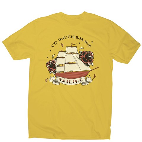 Nautical ship sailing ocean men's t-shirt Yellow