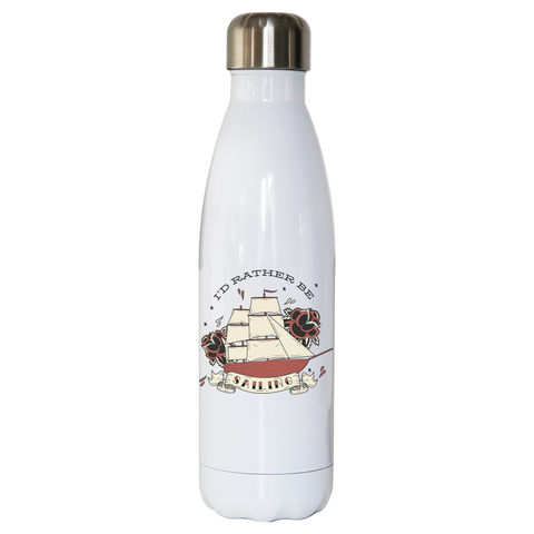 Nautical ship sailing ocean water bottle stainless steel reusable White