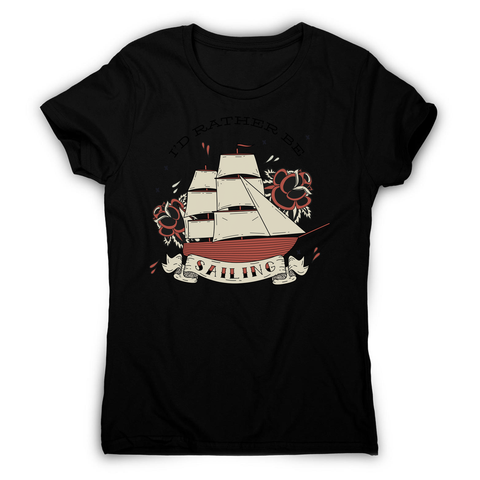 Nautical ship sailing ocean women's t-shirt Black