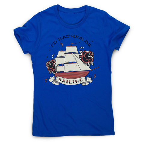 Nautical ship sailing ocean women's t-shirt Blue