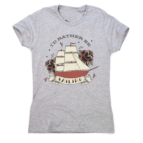 Nautical ship sailing ocean women's t-shirt Grey