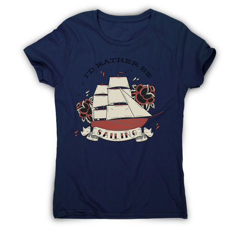 Nautical ship sailing ocean women's t-shirt Navy