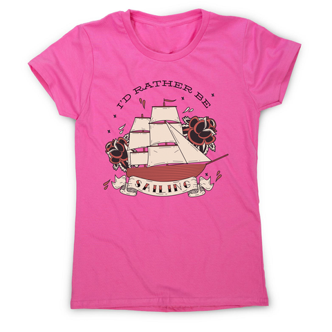 Nautical ship sailing ocean women's t-shirt Pink