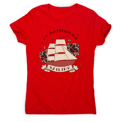 Nautical ship sailing ocean women's t-shirt Red