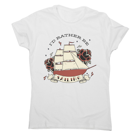 Nautical ship sailing ocean women's t-shirt White