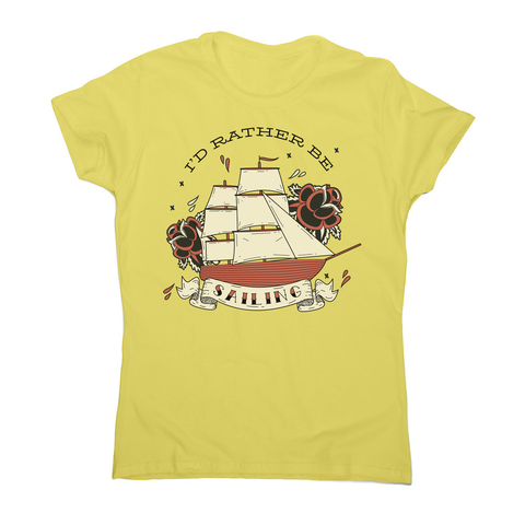 Nautical ship sailing ocean women's t-shirt Yellow
