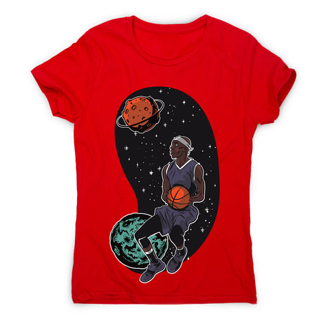 Outta space basketballer - women's funny illustrations t-shirt - Graphic Gear
