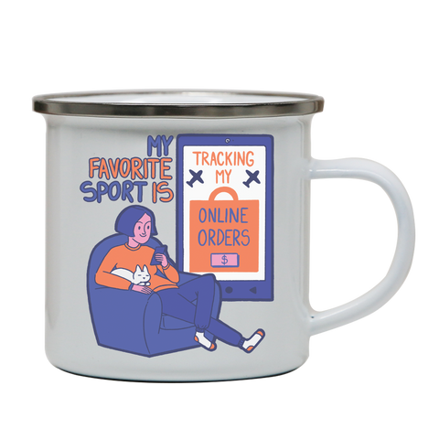 Online shopping funny quote enamel camping mug White