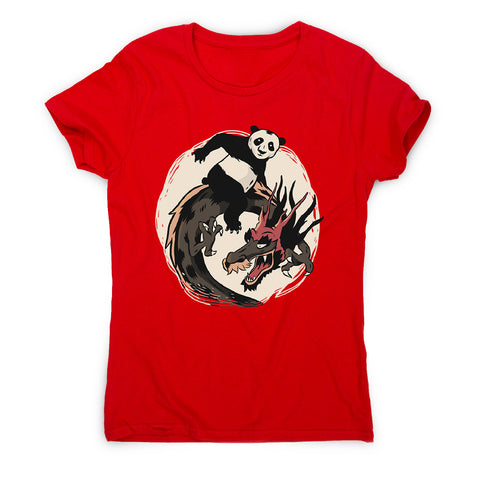 Panda riding dragon - women's funny illustrations t-shirt - Graphic Gear