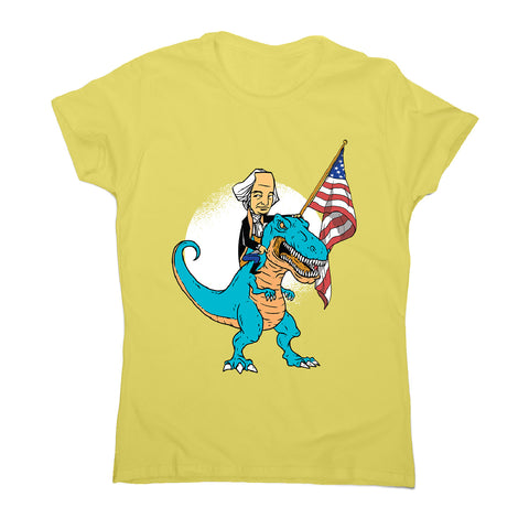 President riding t-rex - women's funny premium t-shirt - Graphic Gear