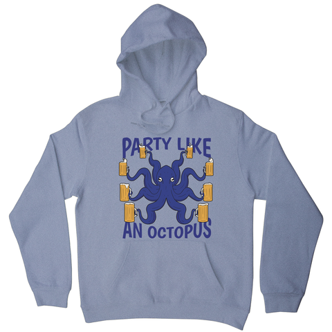 Party octopus beer hoodie Grey