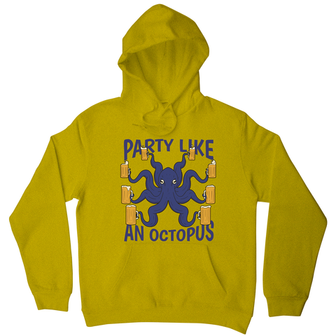 Party octopus beer hoodie Yellow