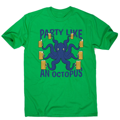 Party octopus beer men's t-shirt Green
