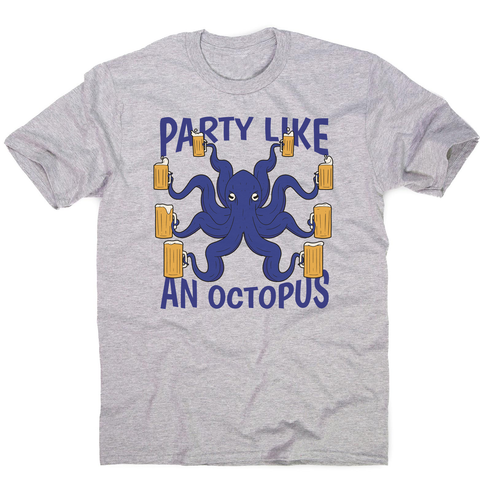 Party octopus beer men's t-shirt Grey