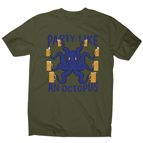 Party octopus beer men's t-shirt Military Green