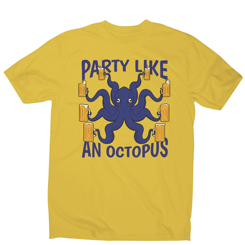 Party octopus beer men's t-shirt Yellow