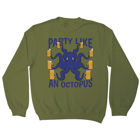 Party octopus beer sweatshirt Olive Green