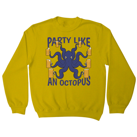 Party octopus beer sweatshirt Yellow