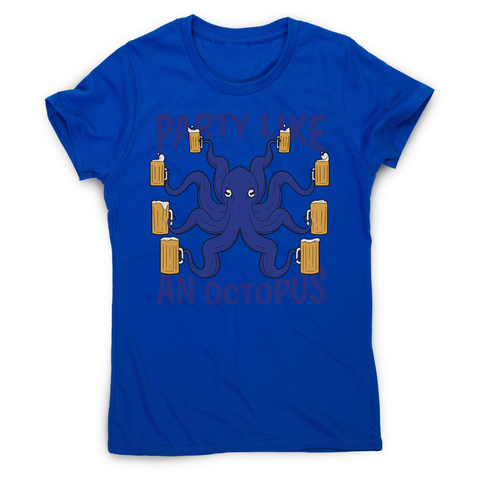 Party octopus beer women's t-shirt Blue