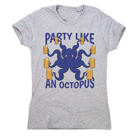 Party octopus beer women's t-shirt Grey