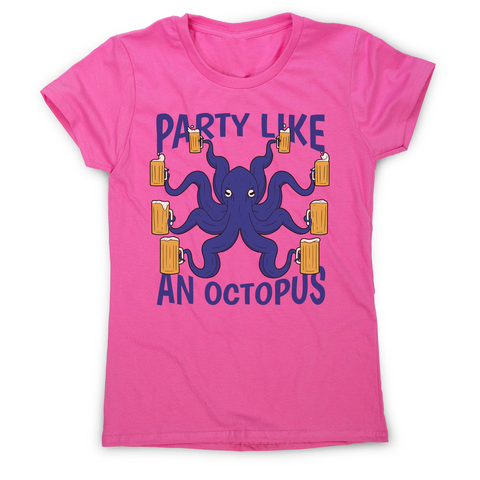 Party octopus beer women's t-shirt Pink