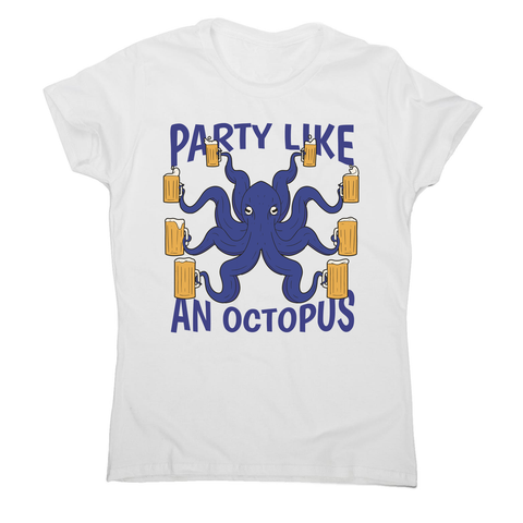 Party octopus beer women's t-shirt White
