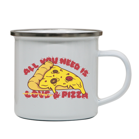 Pizza slice love enamel camping mug White