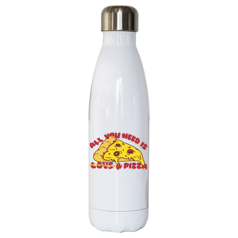 Pizza slice love water bottle stainless steel reusable White