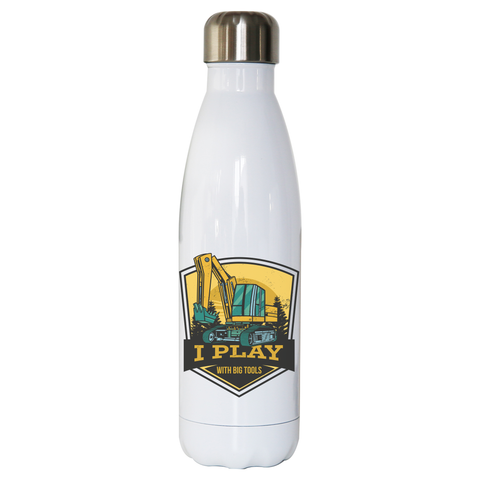 Play with big tools water bottle stainless steel reusable White